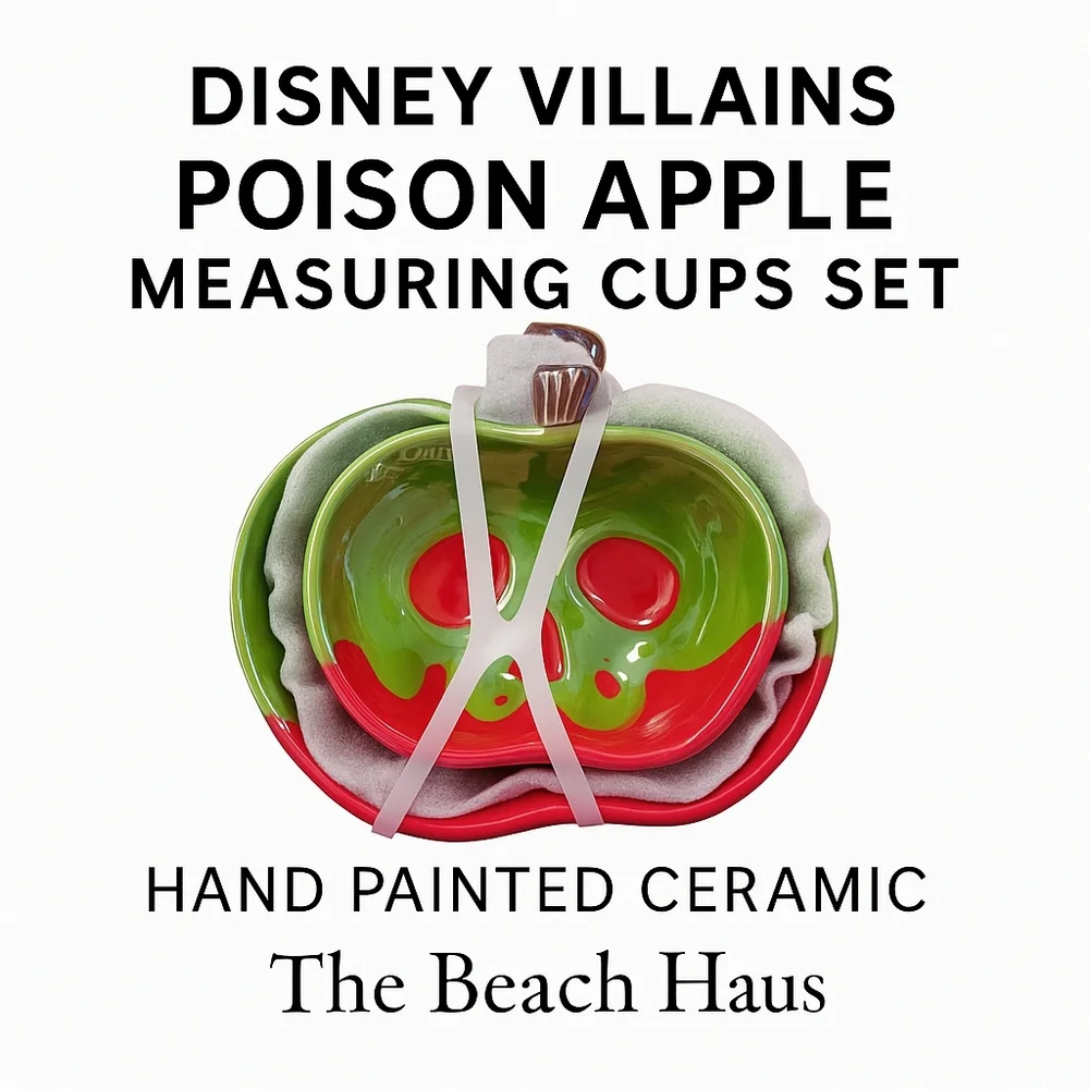 NWT Disney Villains Poison Apple Measuring Cups Set of 4 Hand Painted Ceramic